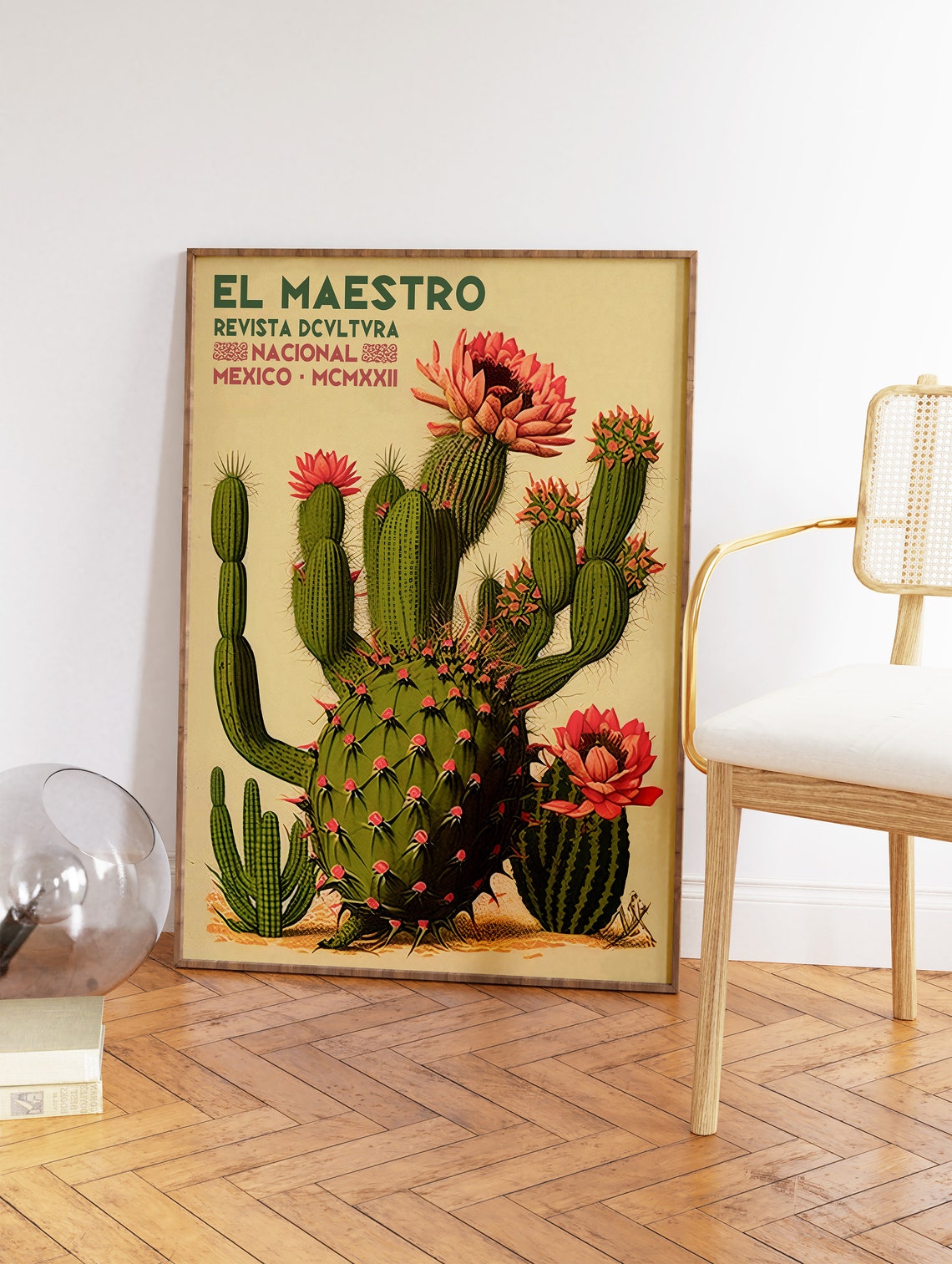 Mexican Cactus Blossom Vintage Botanical El Maestro Style Art Poster - Image 2