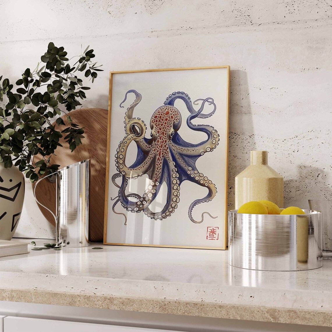 Octopus Vintage Animal Art Print, Sea Life Decor - Image 3