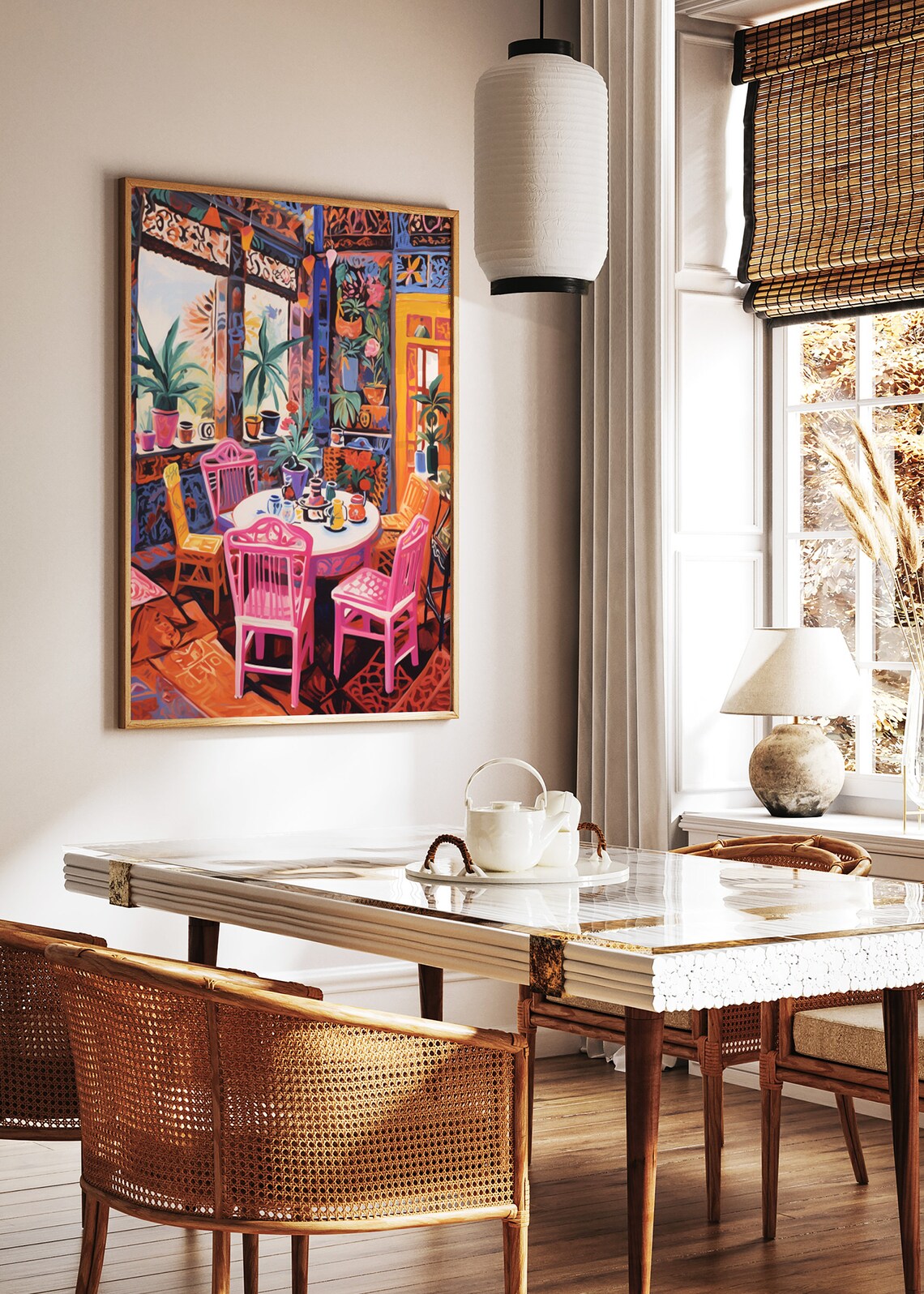 Indian Cafe Art Print, Traditional Folk Kitchen Decor - Image 2