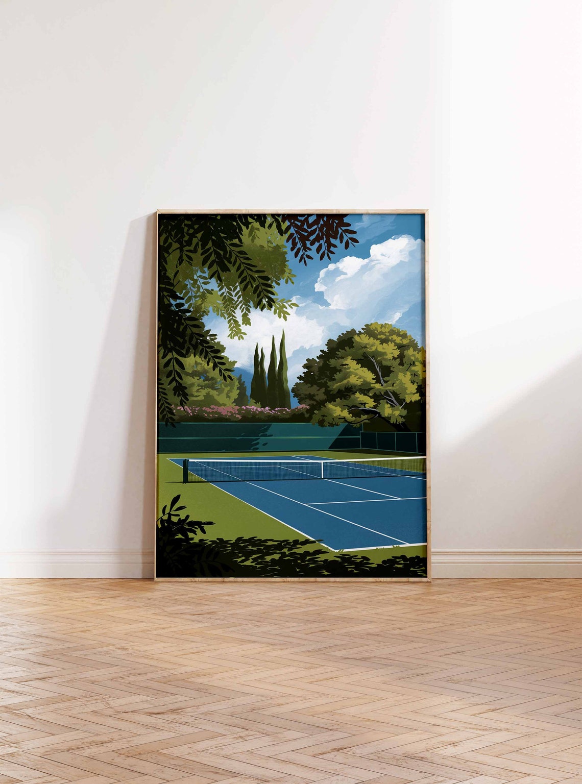 Tennis Poster Tennis Court Art Sports Wall Art Tennis Gift Botanical Print Floral Art Tennis Decor Sport Poster Wall Art Poster - Image 3
