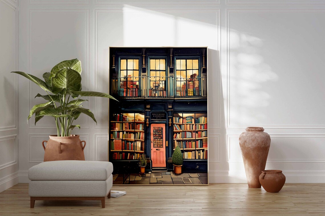 Vintage Book Store Poster, Retro Library Art Print - Image 2