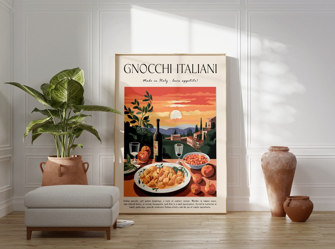 Italian Food Poster Gnocchi Food Print Pasta Art Kitchen Decor Restaurant Art Italian Food Print Italian Wall Art Gift For Cook - Image 2