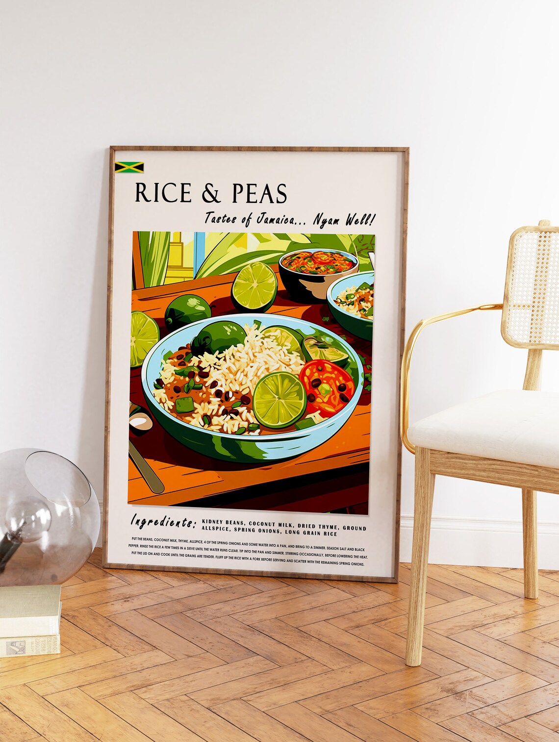 Rice And Peas Jamaican Food Art Print, Kitchen Decor - Image 2