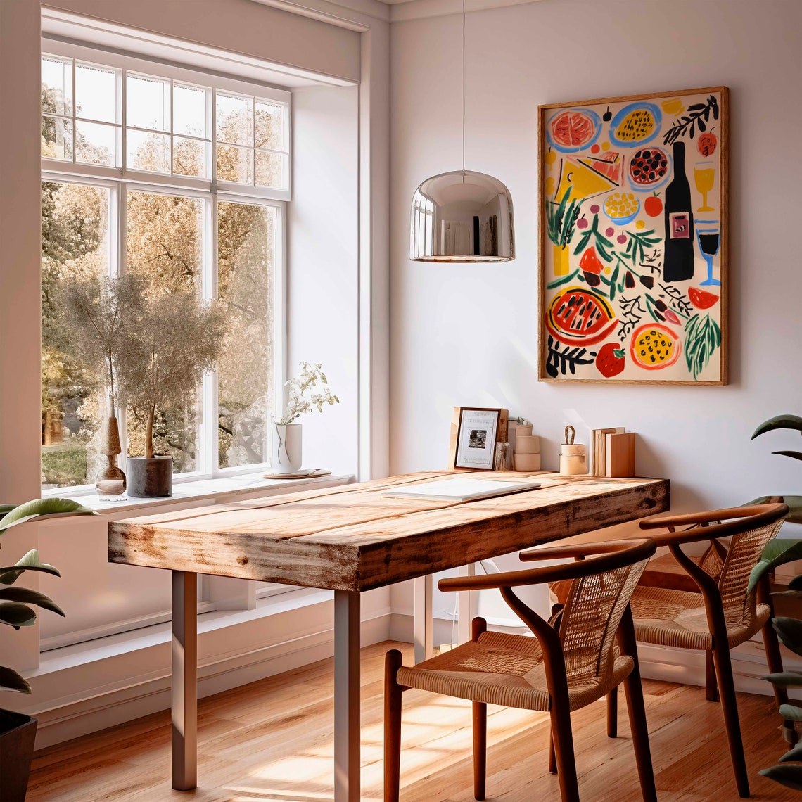 Playful Food Illustration Art Poster Citrus Wine Fruit Kitchen Decor - Image 2