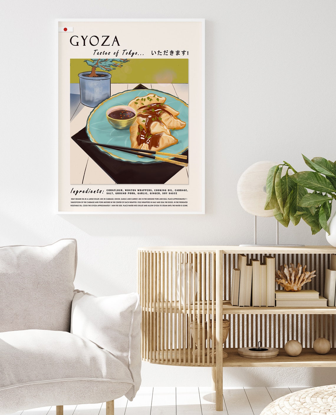 Japanese Gyoza Dumplings Food Poster Art Poster Japanese Print Tokyo Art Kitchen Poster Food Art Food Gift Cookery Kitchen Decor - Image 2