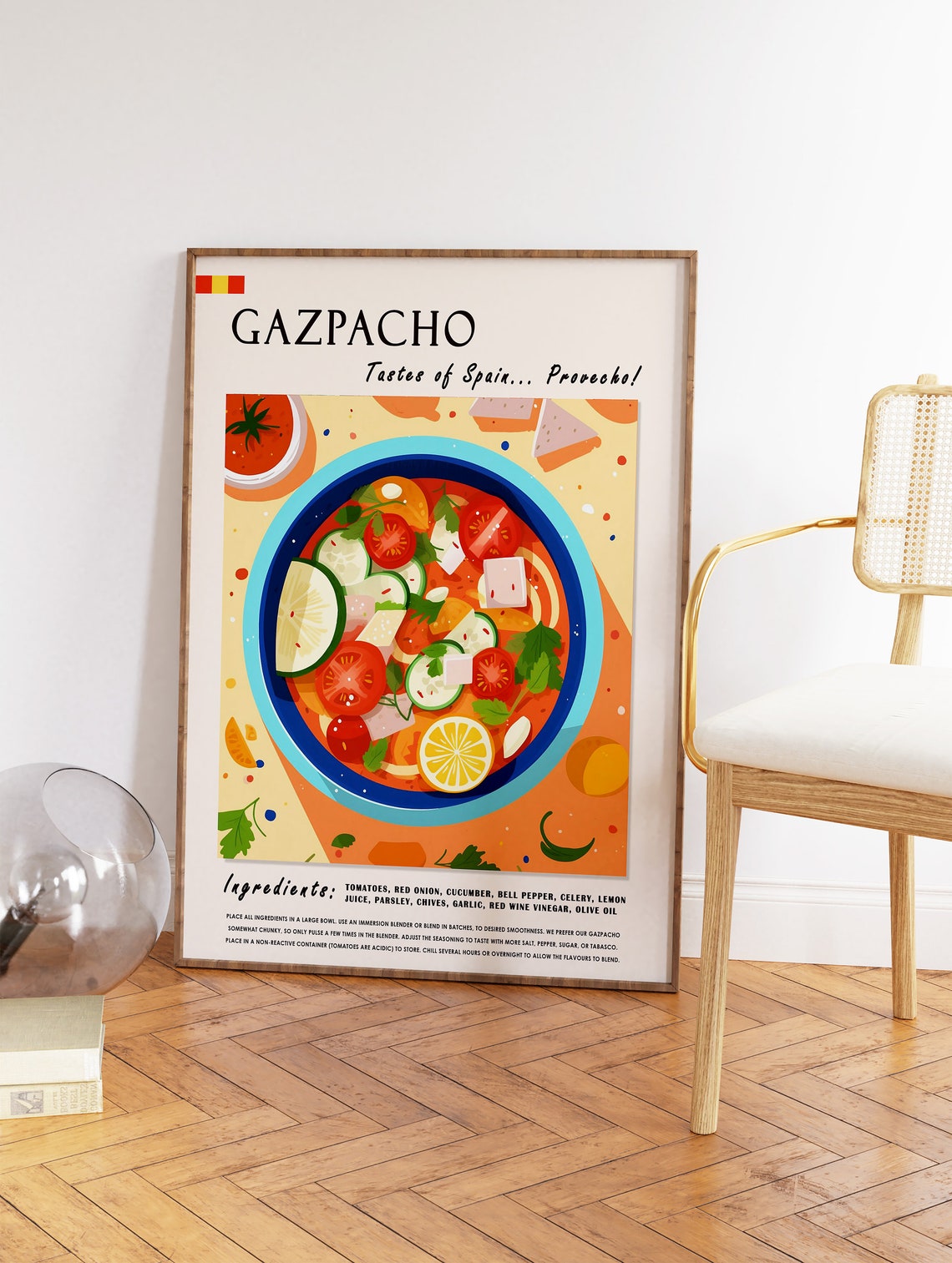 Gazpacho Spanish Soup Recipe Illustrated Kitchen Food Art Poster - Image 2