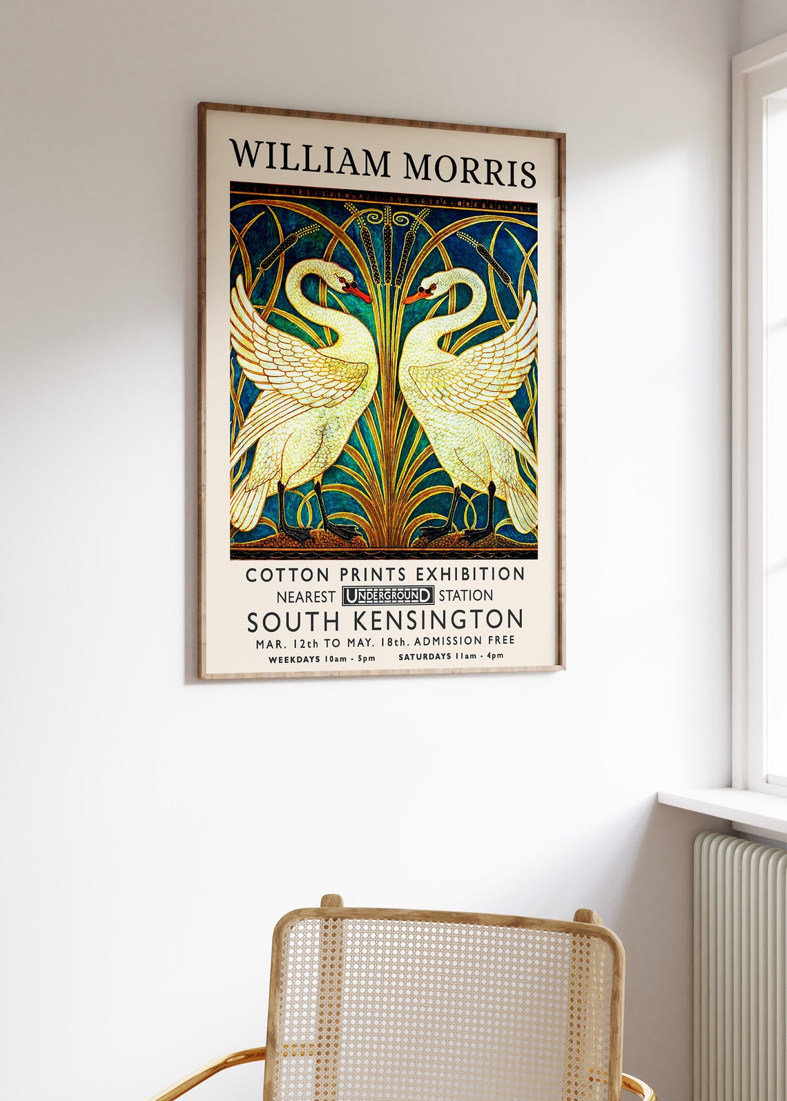 William Morris Cotton Prints Exhibition South Kensington Swan Poster - Image 2