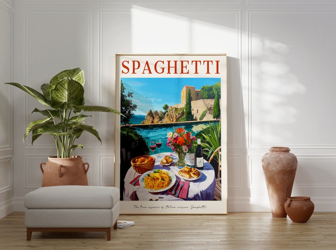 Food Print Spaghetti Poster Italian Food Art Pasta Art Vintage Food Print Food Drink Art Kitchen Decor Poster For Kitchen Cafe Art - Image 3