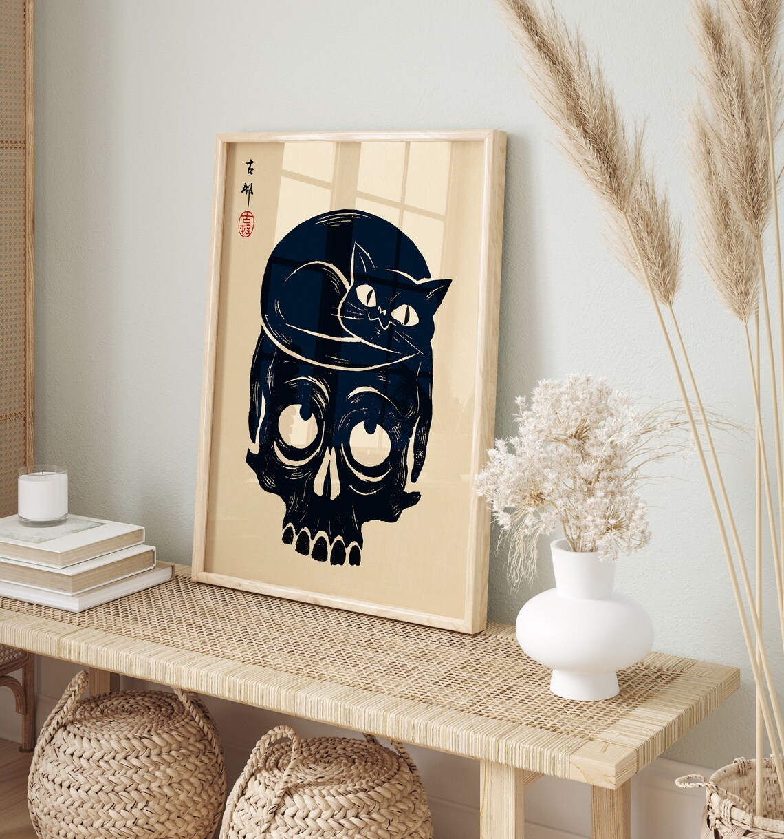Japanese Cat Art Print, Oriental Animal Wall Art - Image 2