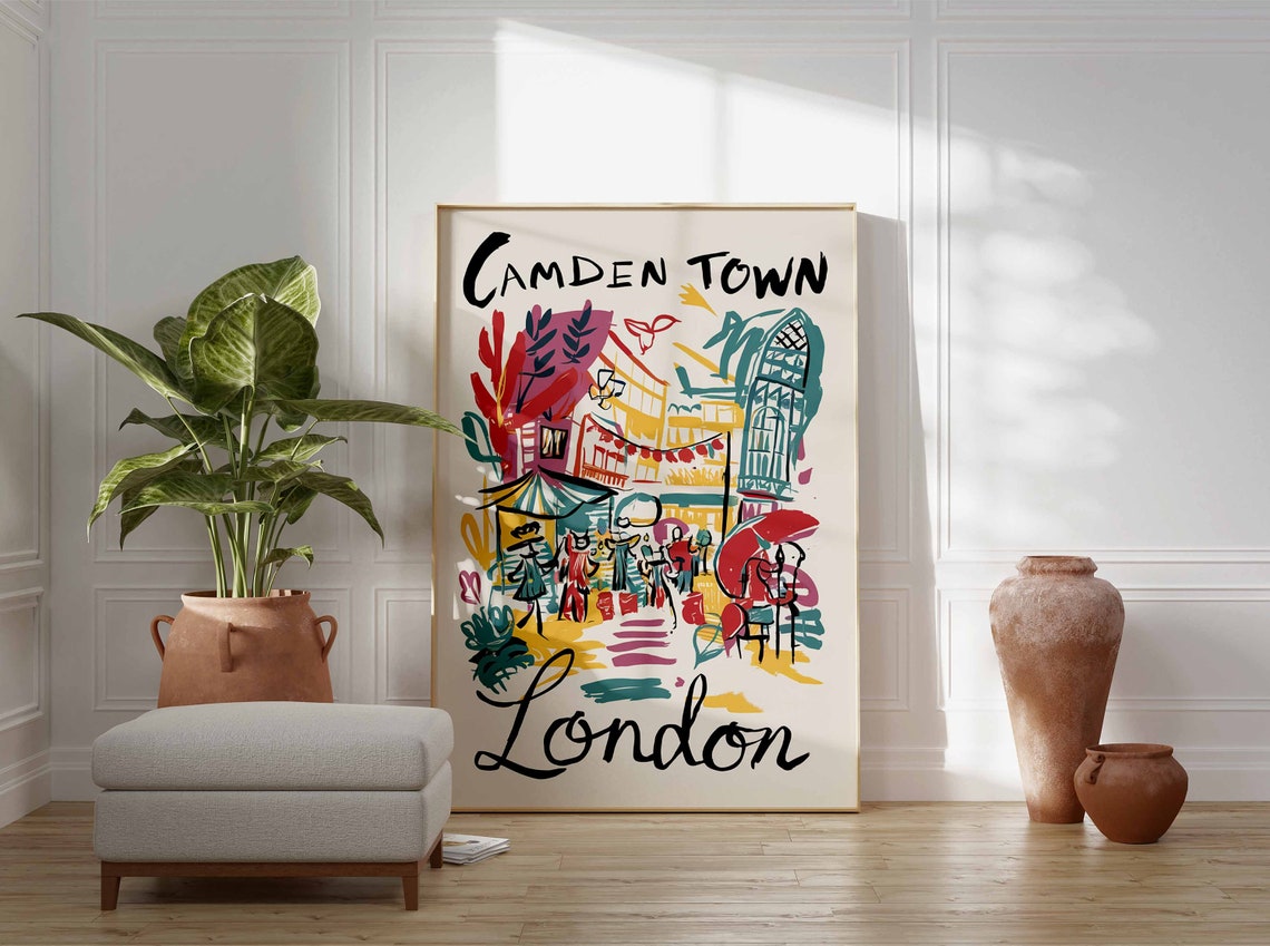 Camden Town Poster London Print London Art London Poster London Travel Print William Morris Print Retro London Art - Image 3