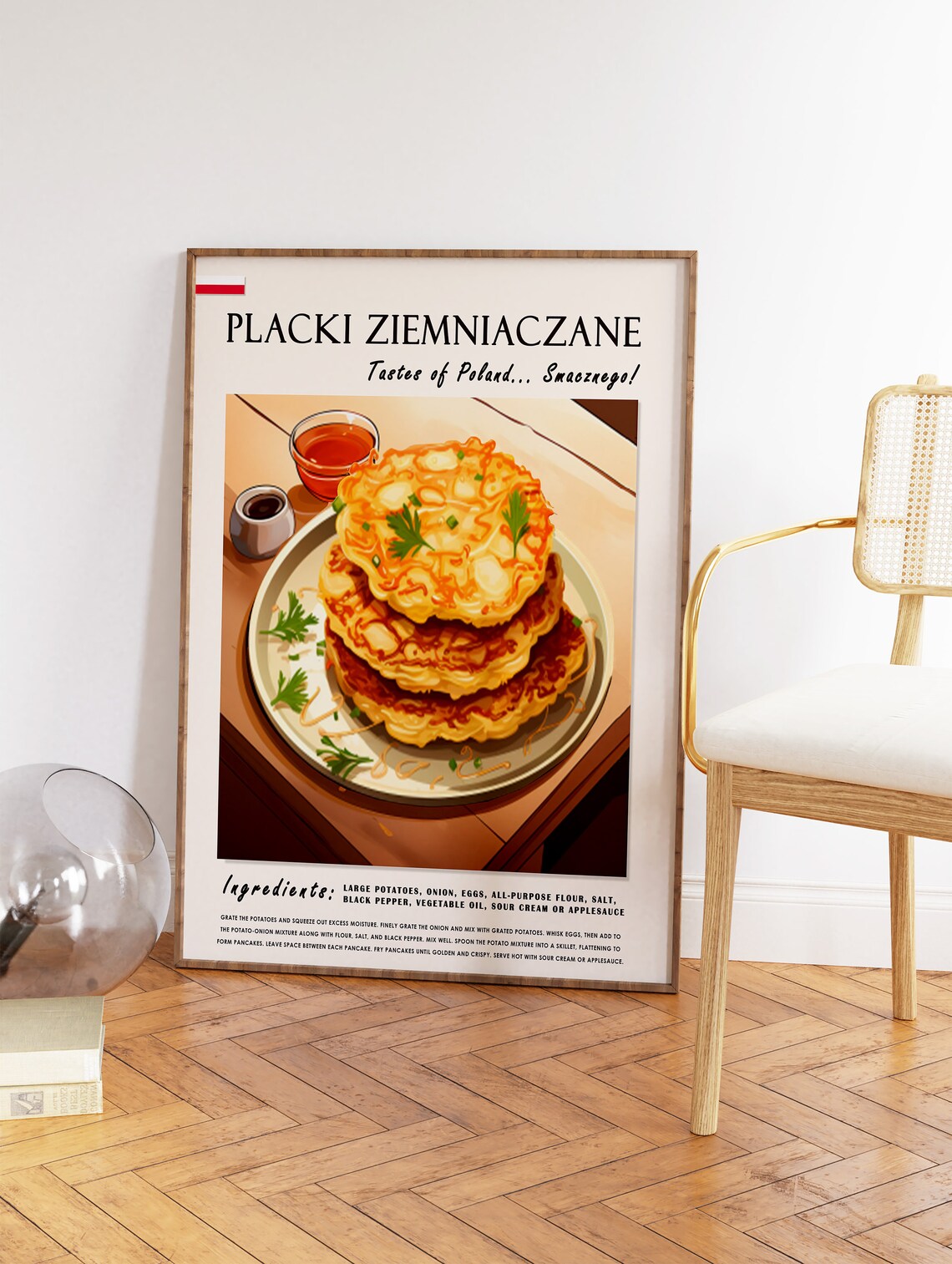 Polish Potato Pancakes Recipe Illustration Vintage Food Poster Art - Image 2