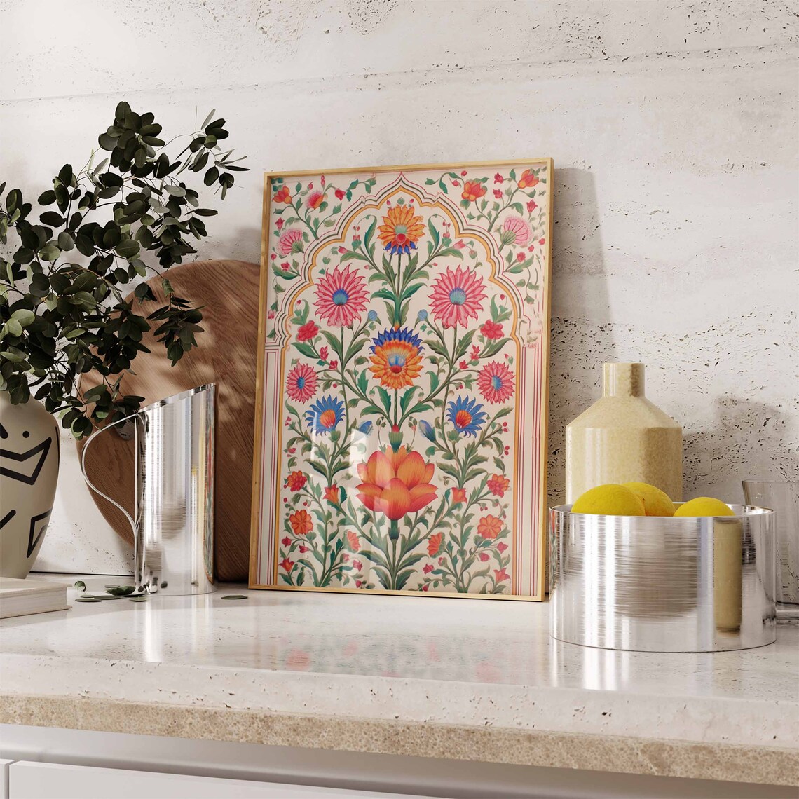 Indian Floral Pichwai Art Poster, Indian Decor Pattern - Image 2