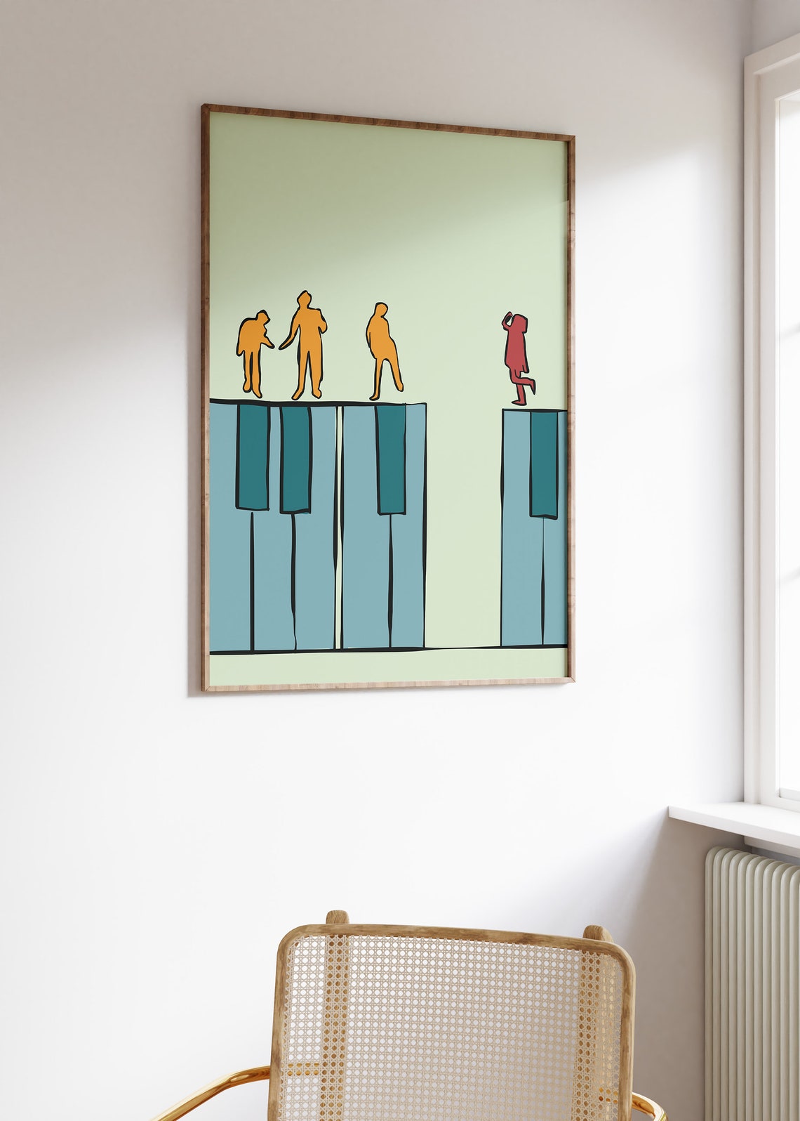Abstract Piano Keys Walking Figures Music Poster Minimalist Art - Image 3