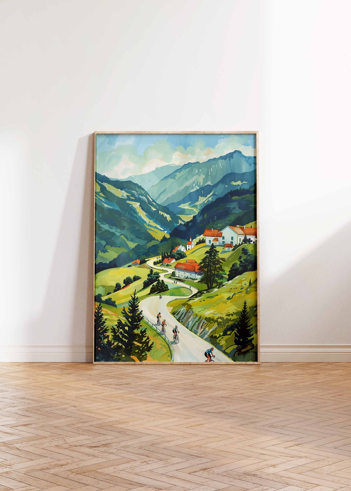 Cycling Poster, Floral Landscape Adventure Art - Image 2