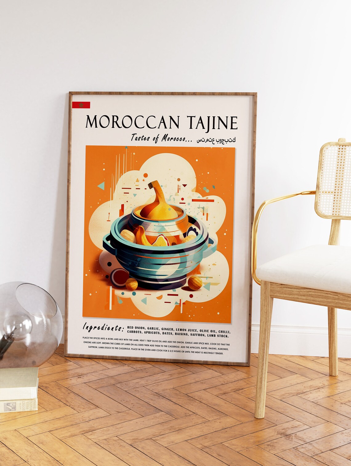Moroccan Tajine Tastes of Morocco Recipe Illustration Art Poster - Image 2