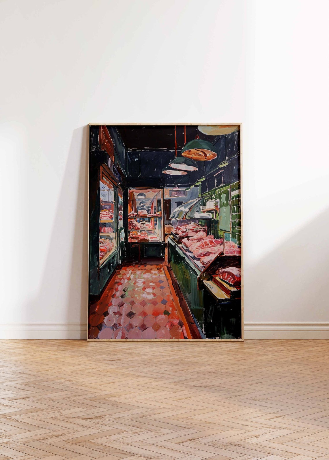 Vintage Butcher Shop Interior Meat Display Cases Retro Art Print - Image 2