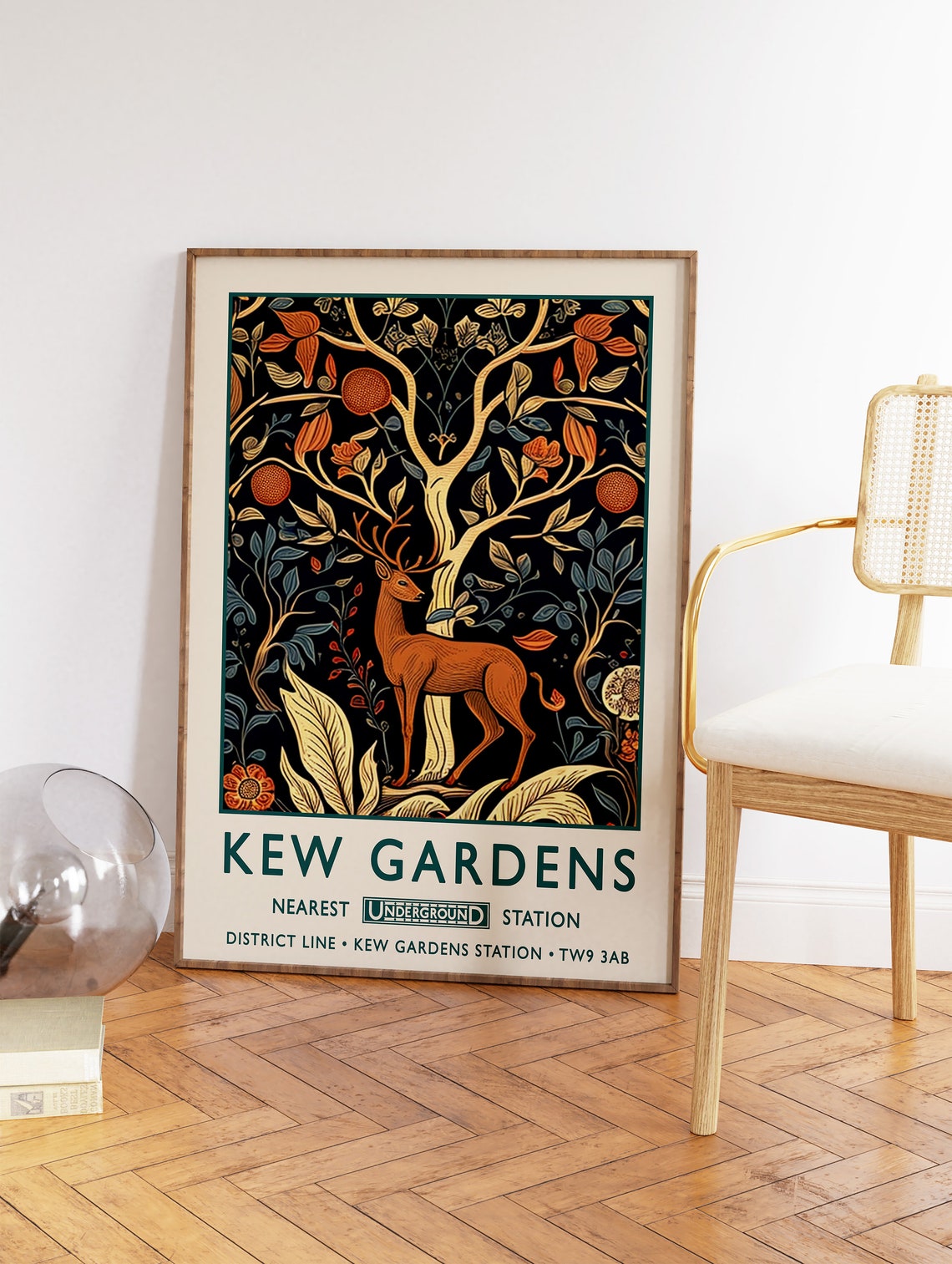 Kew Gardens Deer Underground Travel Art Nouveau Style Poster - Image 2