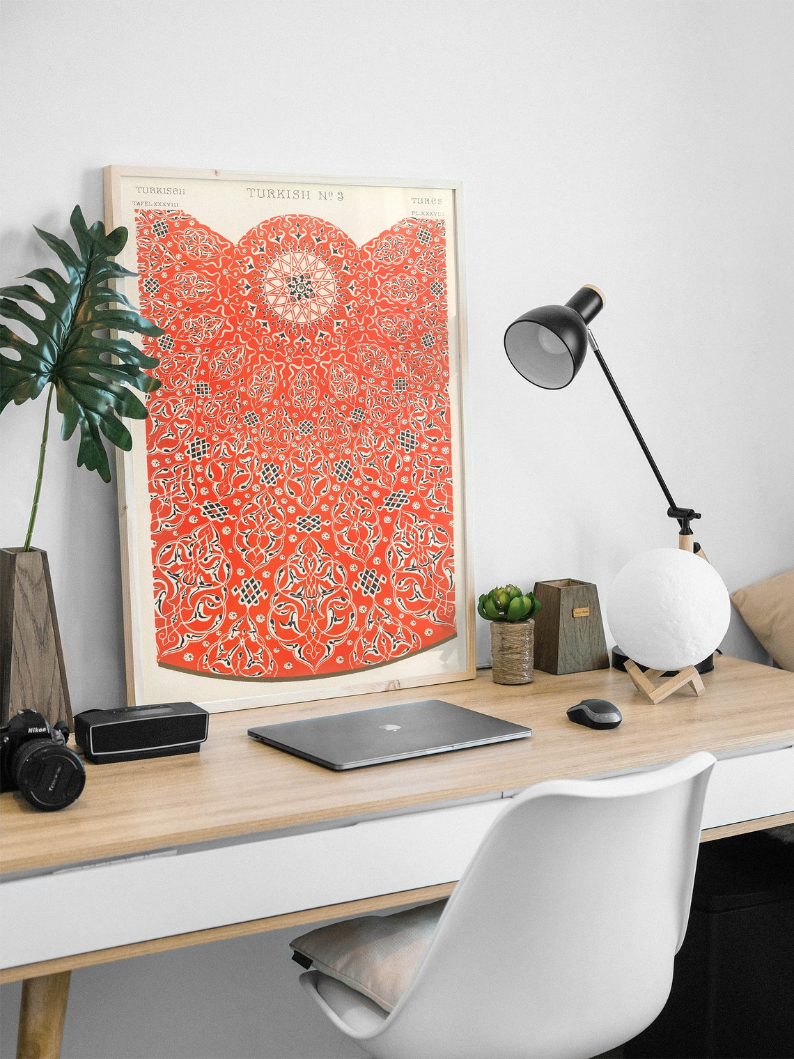 Turkish Ottoman Red Geometric Rug Pattern Decorative Art Poster - Image 2
