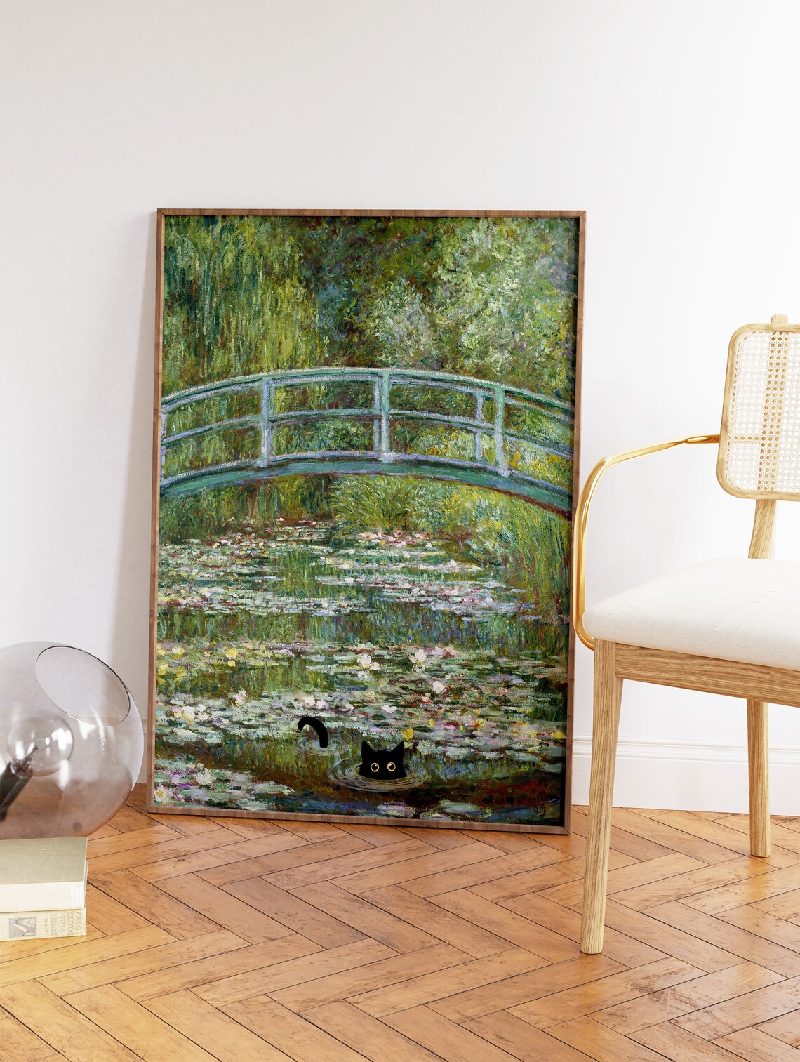 Monet-Inspired Waterlily Cat Poster - Image 2