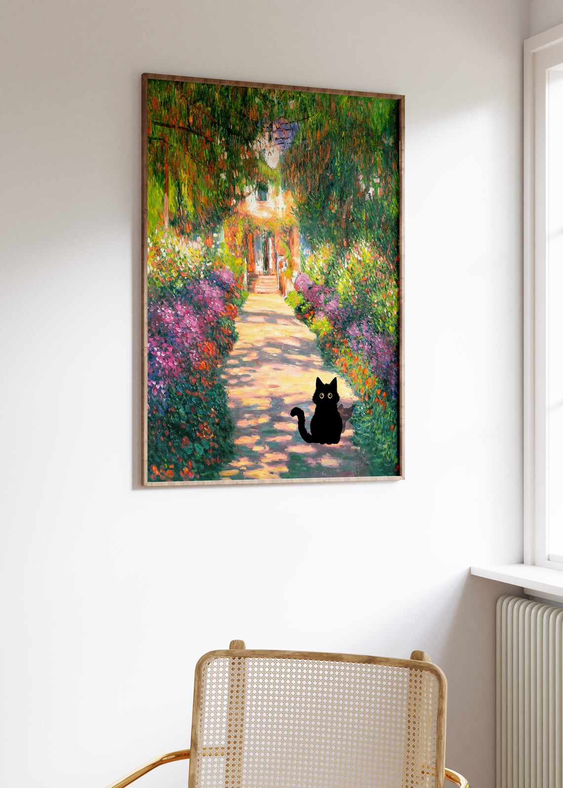 Monet-Inspired Artist’s Garden Cat Art Print - Image 3