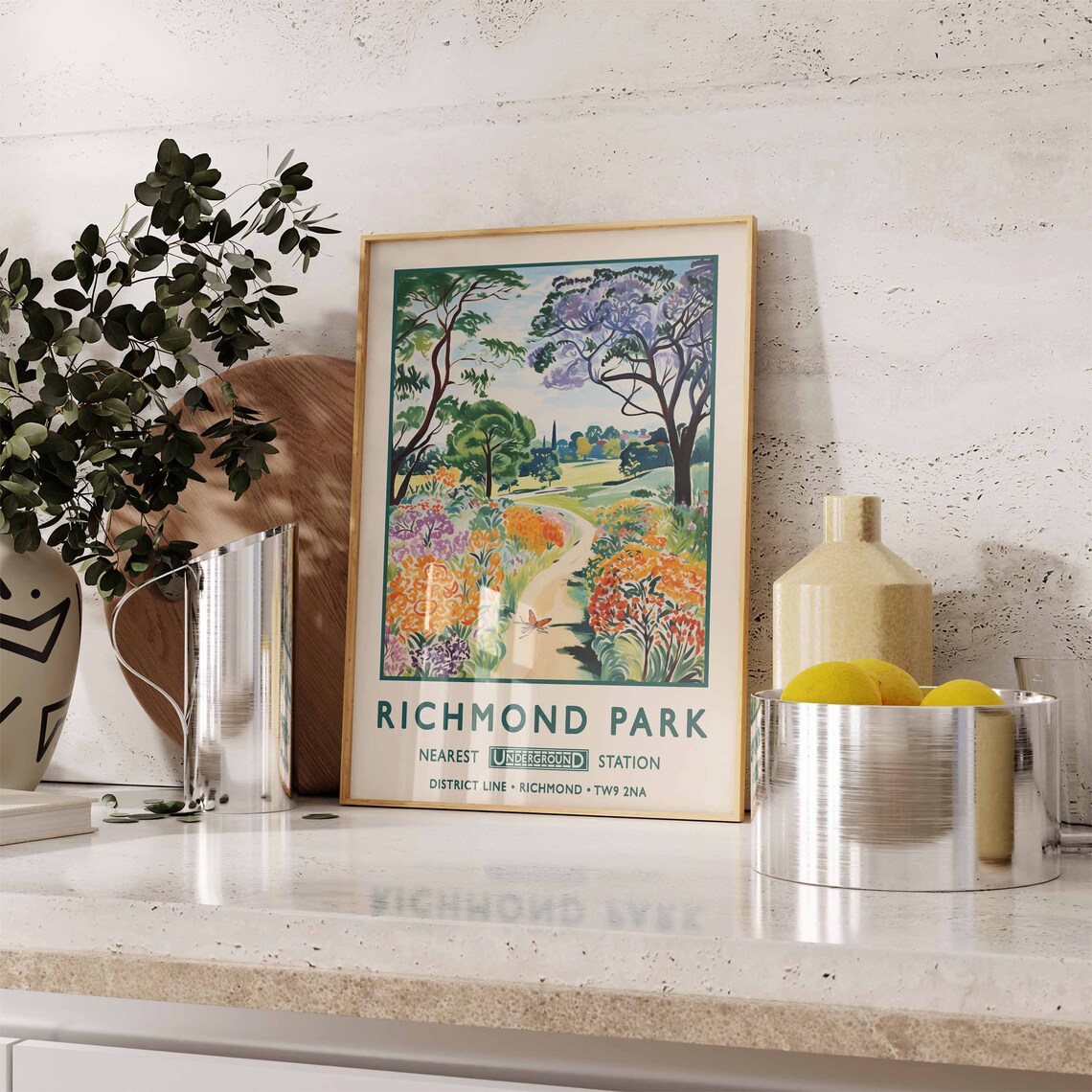 Richmond Park London Vintage Floral Botanical Art - Image 2
