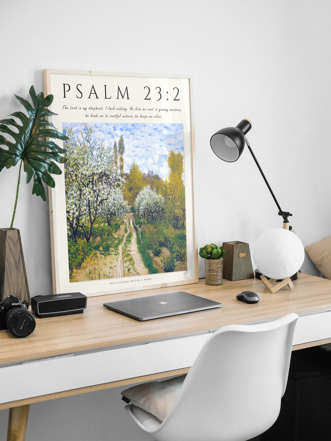 Psalm 23 Verse Monet Trees in Bloom 1872 Scripture Art Poster - Image 2