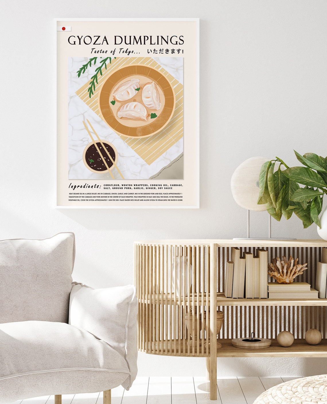 Japanese Gyoza Dumplings Food Poster Food Art Poster Japanese Print Tokyo Art Kitchen Poster Kitchen Decor Food Gift Recipe Poster - Image 2