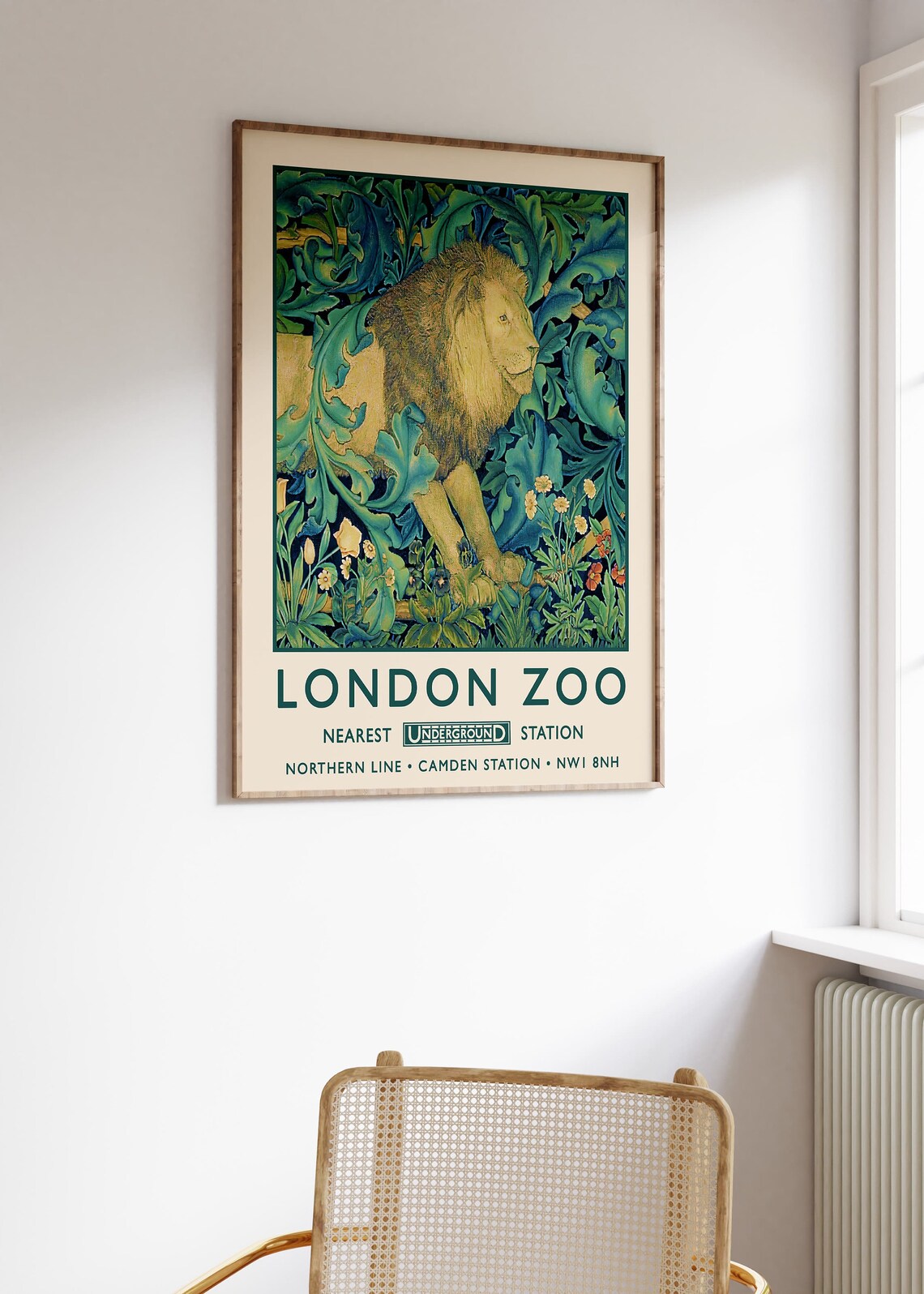 London Zoo Lion Vintage Travel Poster Northern Line Camden Art - Image 2