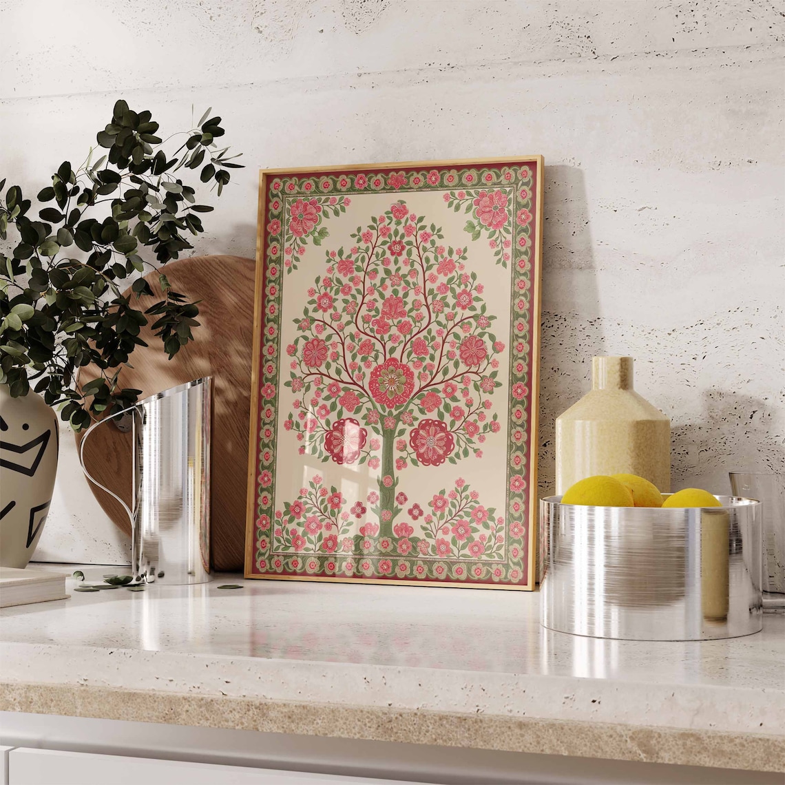 Indian Floral Print, Vintage Botanical Poster