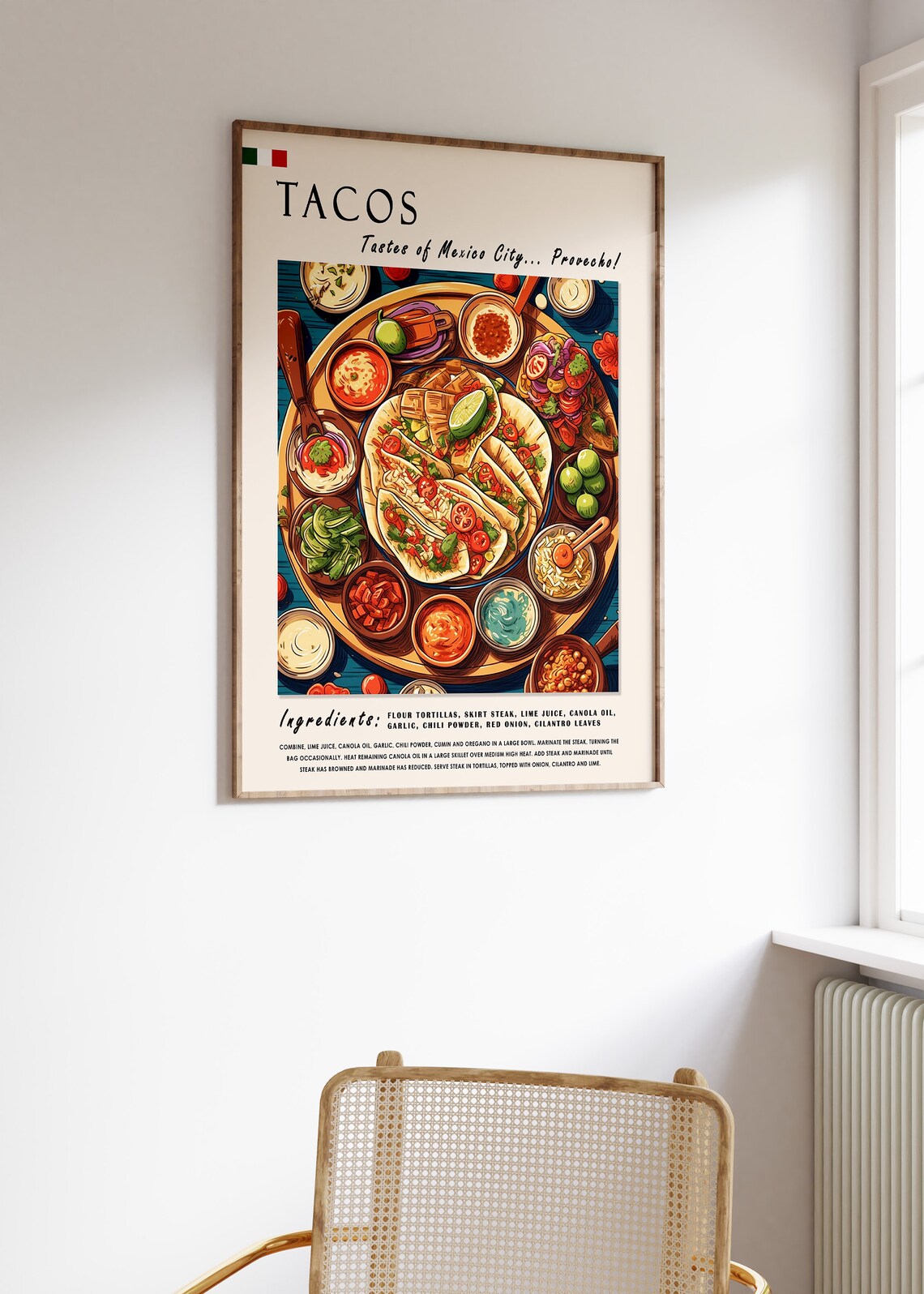 Mexican Tacos Retro Food Art Print, Kitchen Decor - Image 3