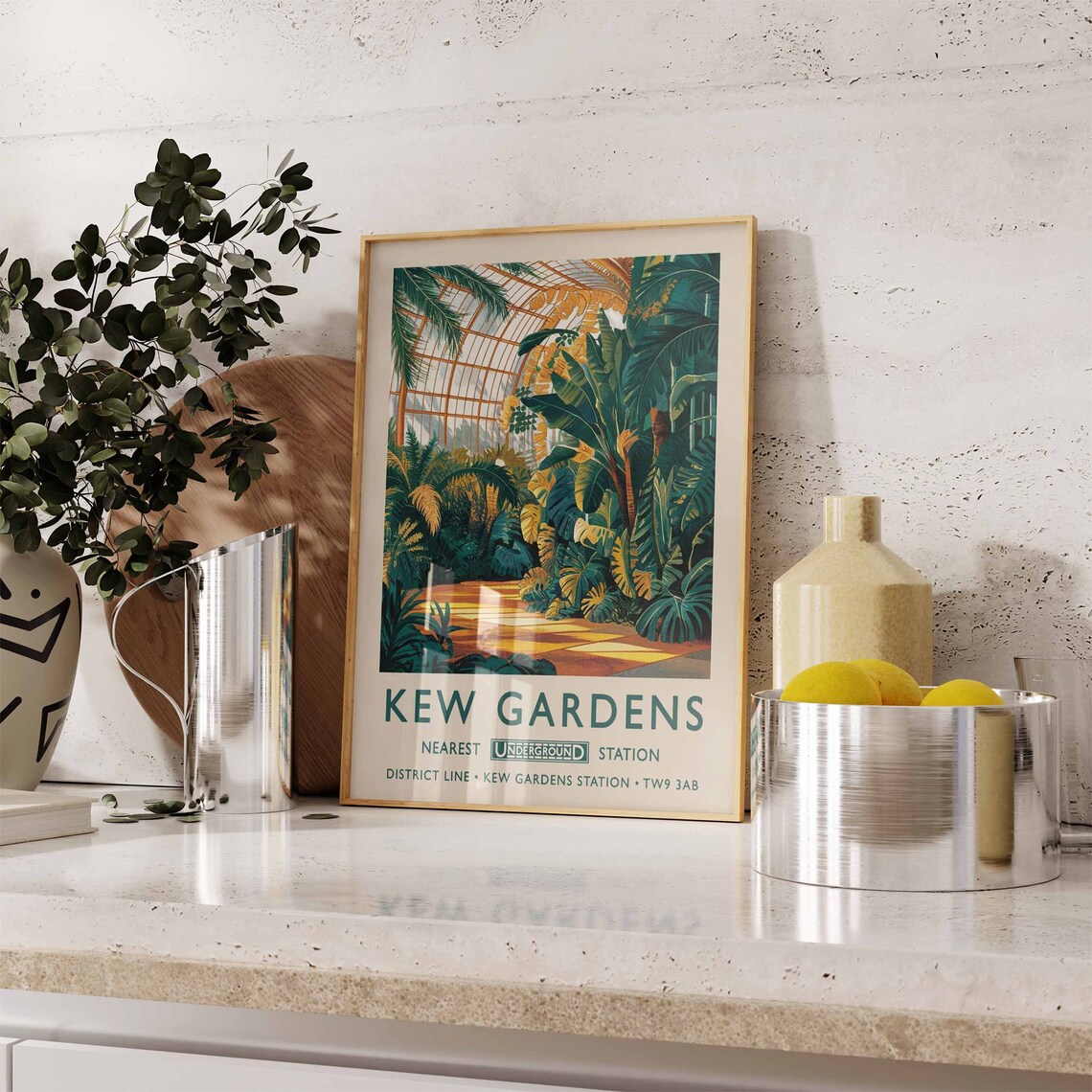Kew Gardens London Underground Palm House Vintage Railway Poster - Image 3