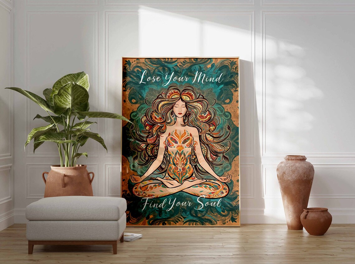Lose Your Mind Find Your Soul Meditation Mandala Script Spiritual Woman Poster - Image 3