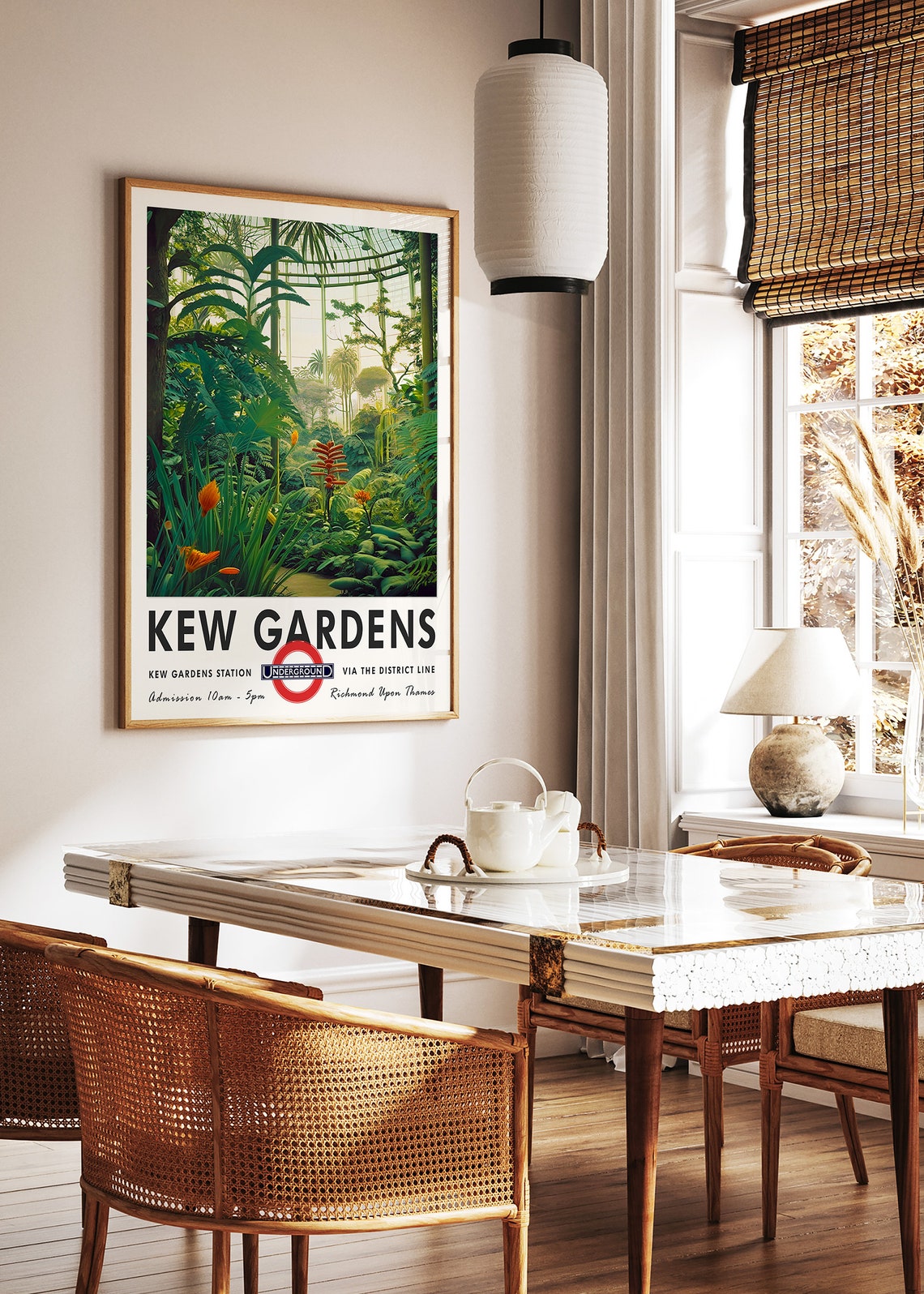 Kew Gardens Conservatory Greenhouse Vintage London Travel Poster - Image 3