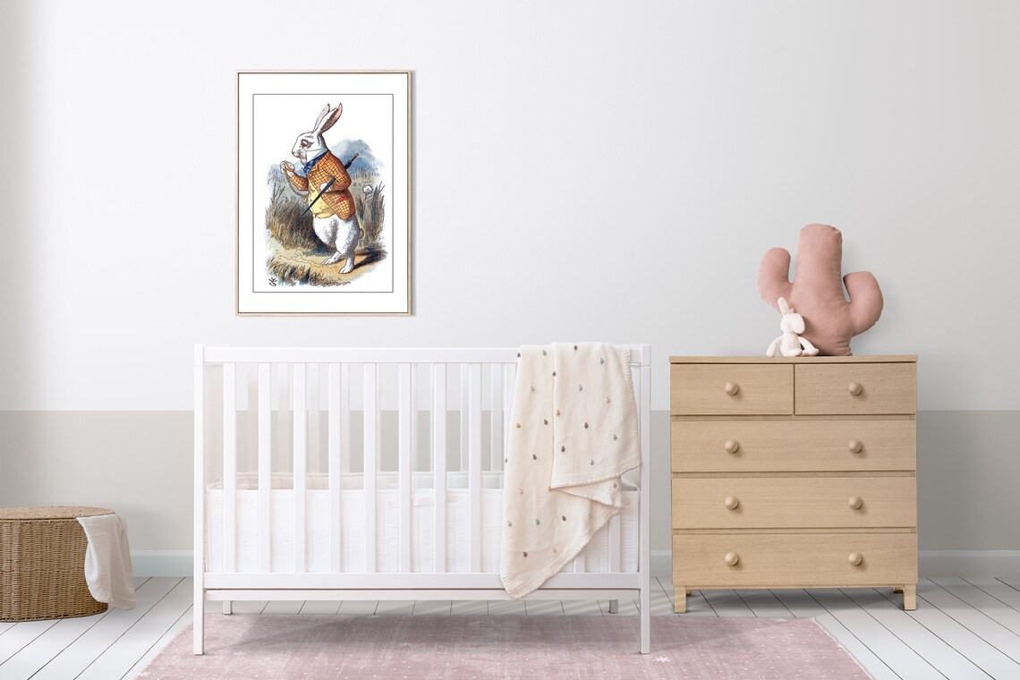 White Rabbit Pocket Watch Alice in Wonderland Tenniel Illustration Print - Image 2