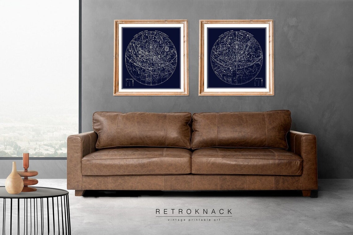 Visible Heavens Winter Spring Antique Navy Star Chart Celestial Poster - Image 2