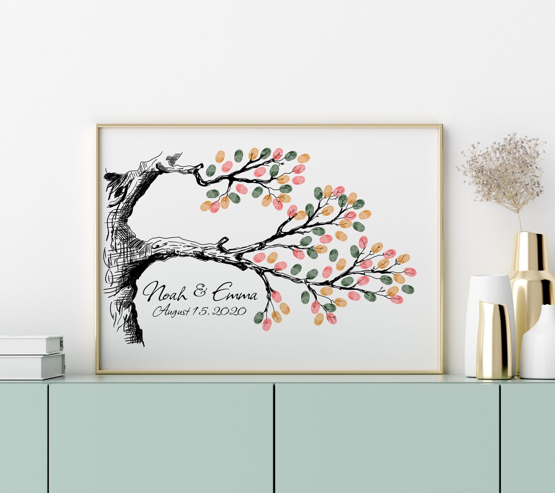Sketch Thumbprint Tree Wedding Family Art Print - Image 3