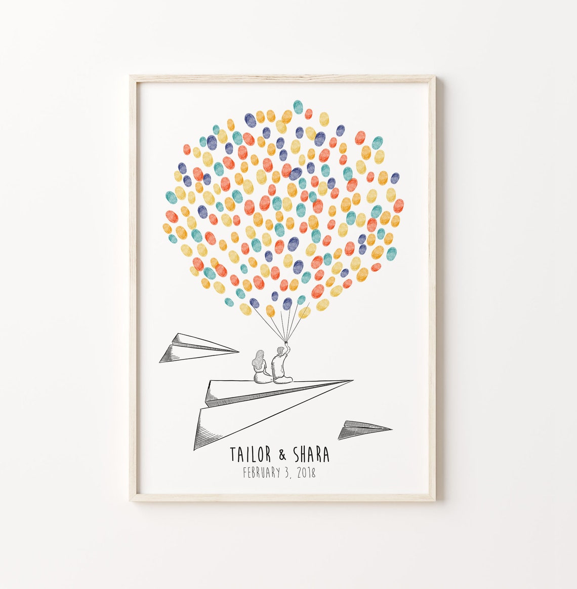 Wedding Fingerprint Guest Book, Balloon Thumbprint Art Print