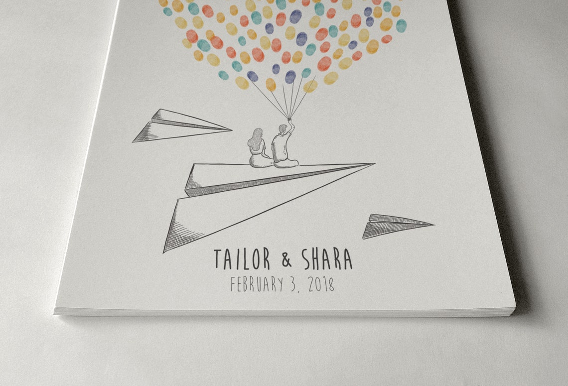 Wedding Fingerprint Guest Book, Balloon Thumbprint Art Print - Image 2