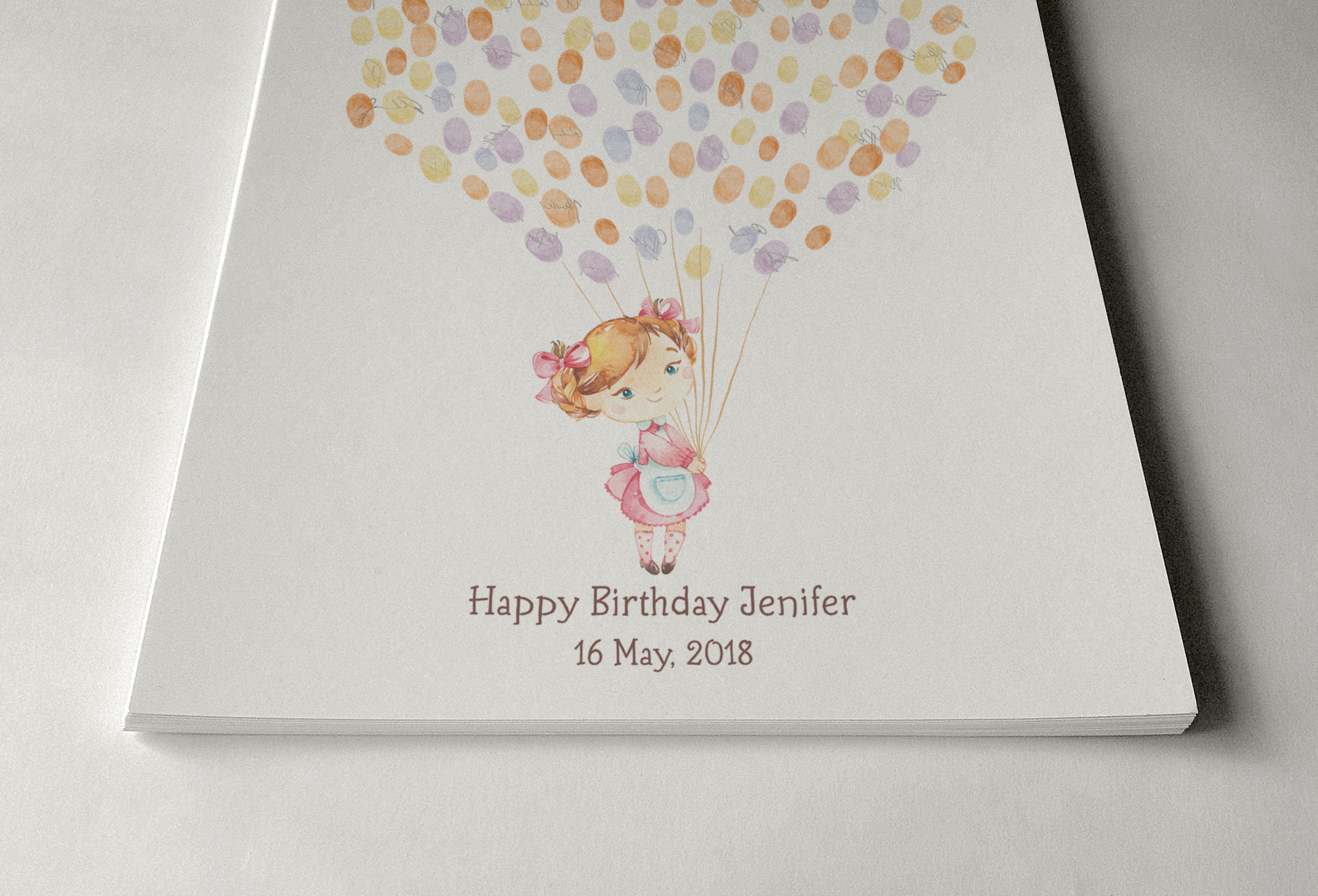 Baby Girl Guest Book Guest Book Birthday Fingerprint Balloon Baby Shower Guest Book New Born Thumbprint Tree - Image 3
