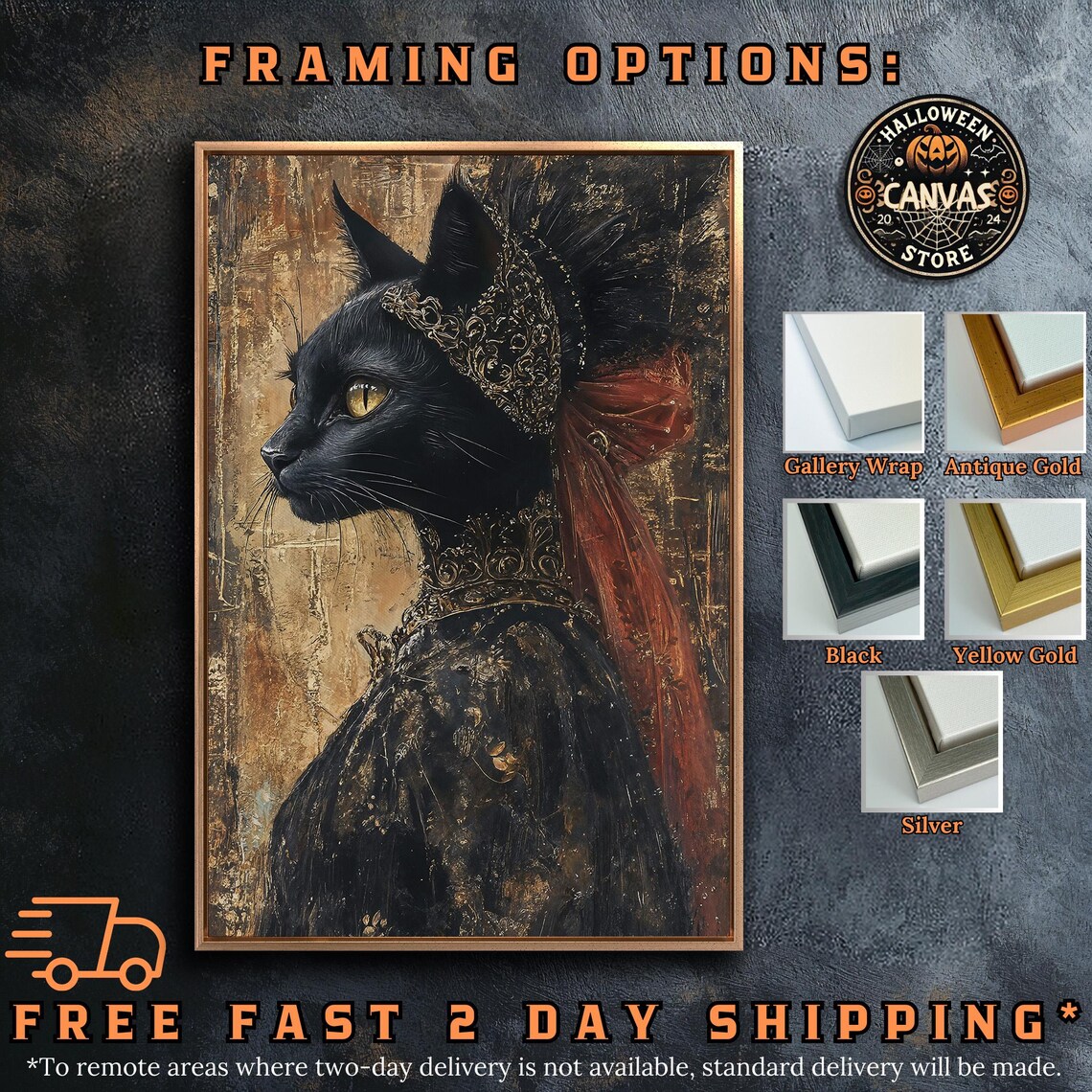 Black Cat In Golden Headdress Red Veil Gothic Feline Portrait Poster - Image 5