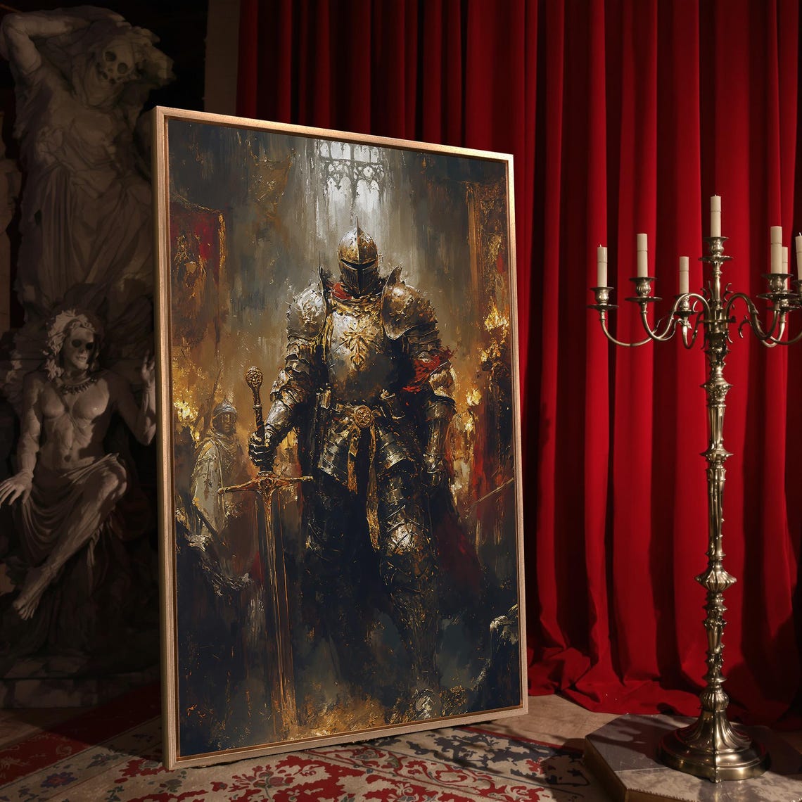 Medieval Knight Armor Sword Dark Fantasy Historical Warrior Art Print