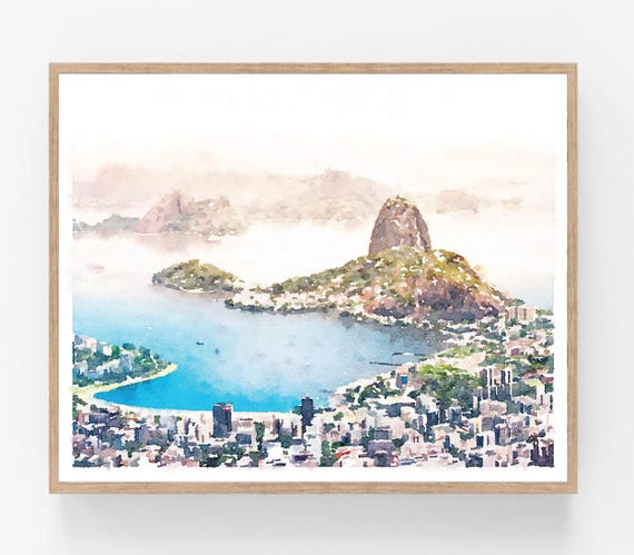 Rio De Janeiro Brazil Print Wall Art Travel Painting City Landscape 5x7 8x10 11x14 16x20 18x24