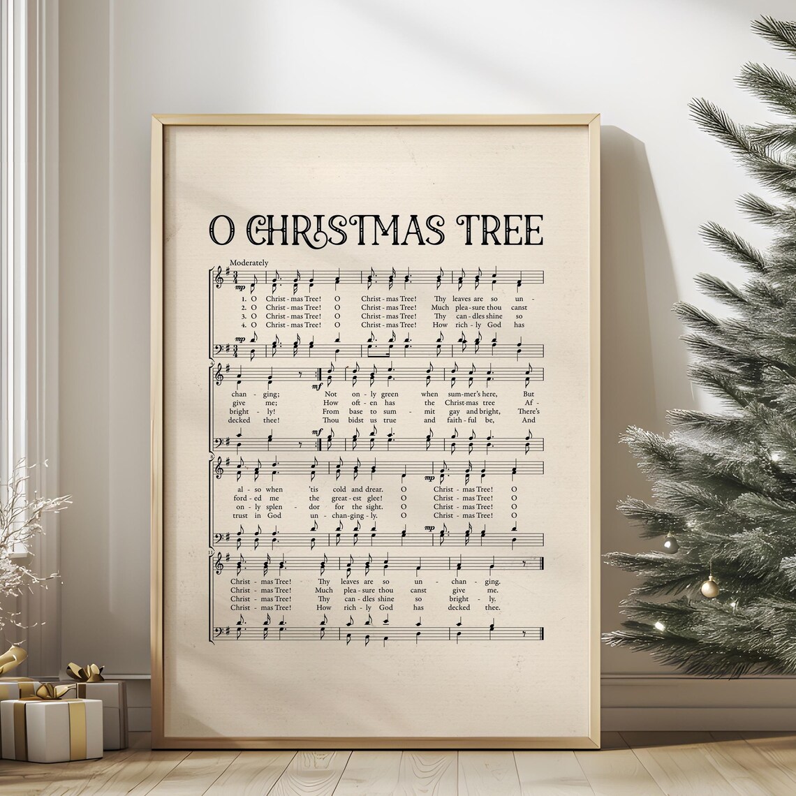 O Christmas Tree Vintage Carol Art Print