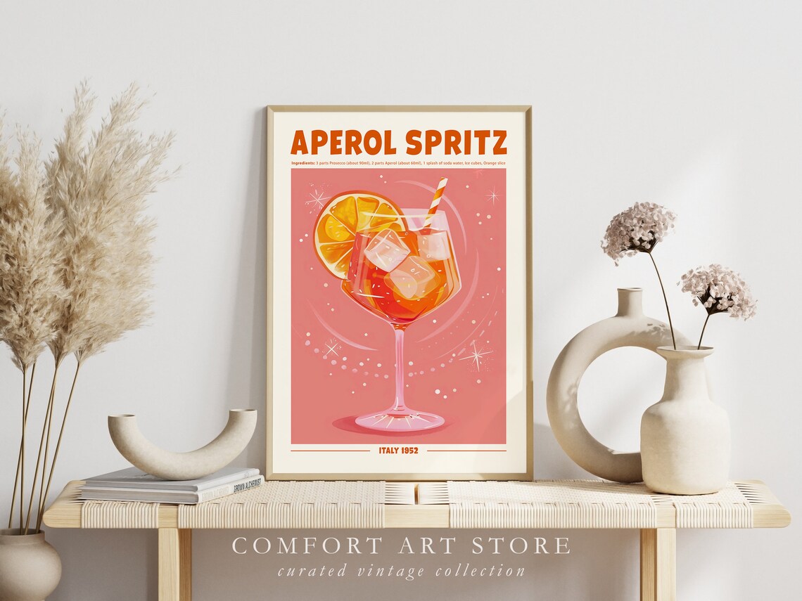Aperol Spritz Cocktail Retro Poster, Home Bar Decor - Image 5