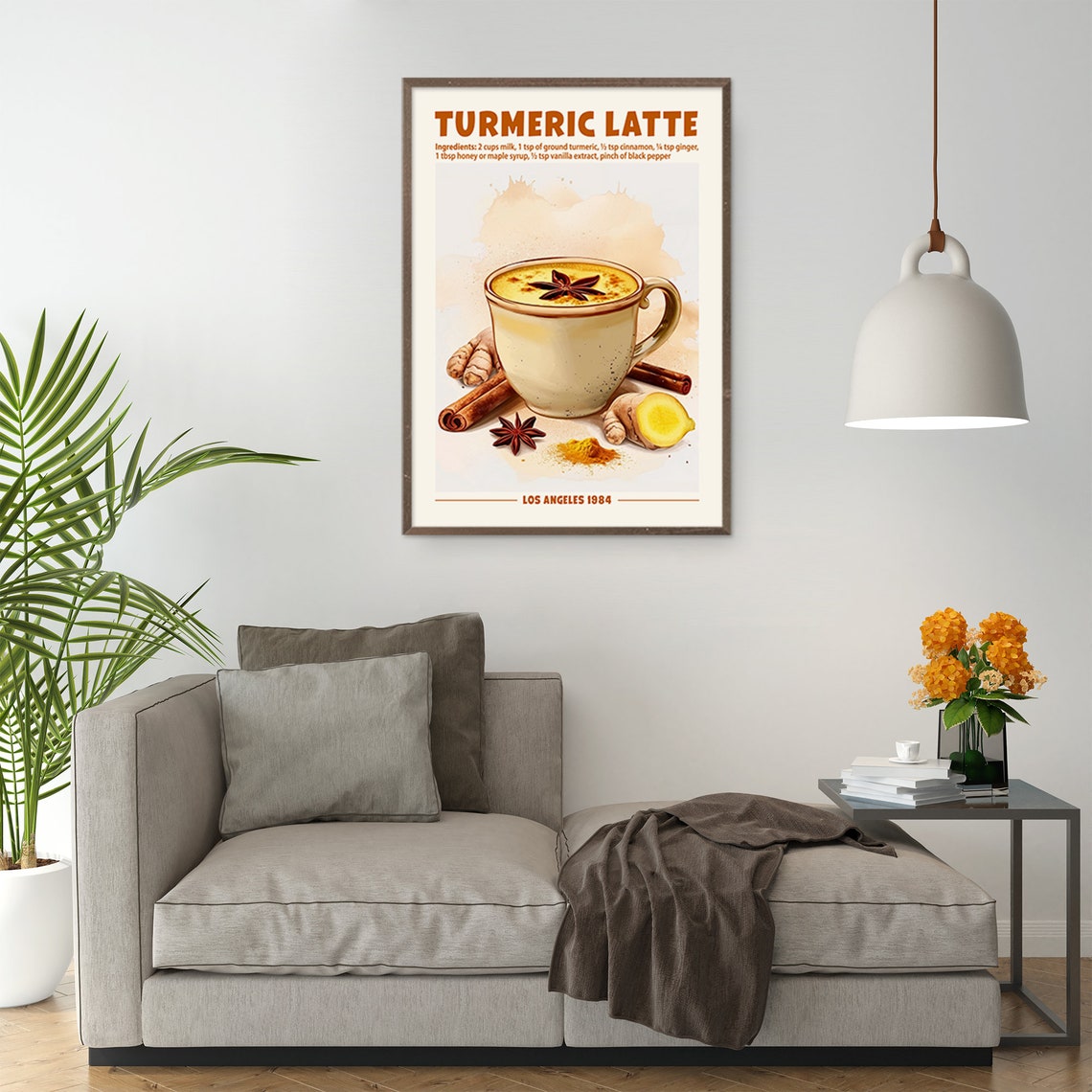 Turmeric Latte Recipe With Ingredients Golden Milk Kitchen Poster - Image 2