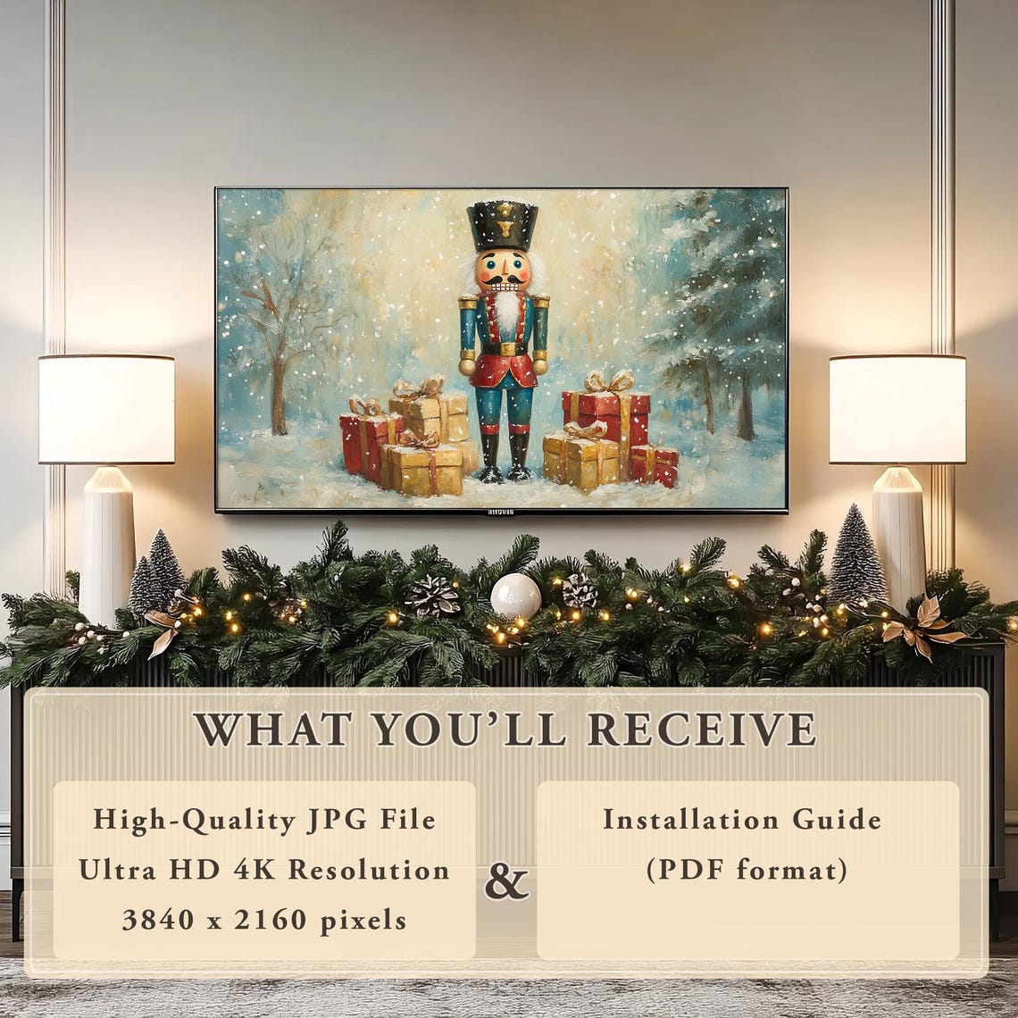 Vintage Nutcracker Soldier With Gifts In A Snowy Winter Scene Poster - Image 7