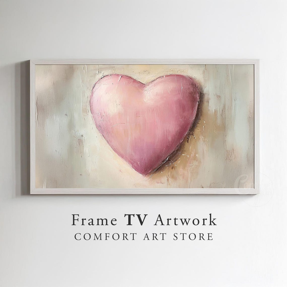 Blush Pink Heart Textured Frame TV Art Romantic Valentine's Poster - Image 3