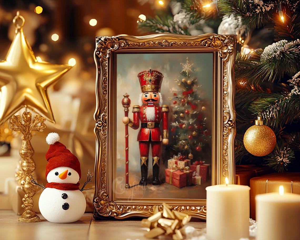 Nutcracker King with Staff by Decorated Christmas Tree Wall Art - Image 7
