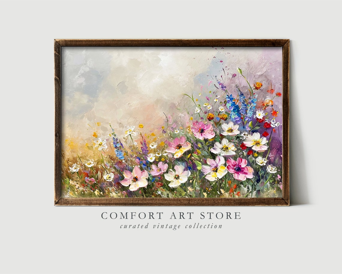 Vibrant Impasto Floral Close Up Pink Cosmos Oil Texture Poster - Image 3