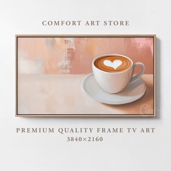Valentines Day Frame Tv Art Frame Tv Heart Coffee Frame Tv Vintage Valentines Tv Heart Foam Painting Moody Romantic Home Dcor Gift